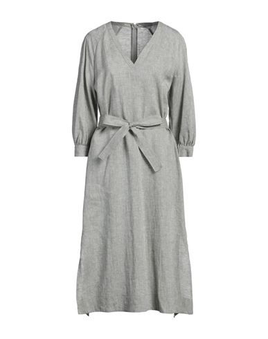 Peserico Woman Midi Dress Sage Green Size 10 Linen In Sage Green