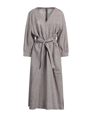 Peserico Woman Midi Dress Chocolate Brown Size 14 Linen In Brown