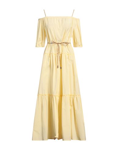 Shop Peserico Woman Maxi Dress Pastel Yellow Size 6 Cotton, Polyester