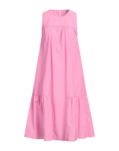 Shop Peserico Woman Midi Dress Fuchsia Size 6 Cotton, Polyester In Pink