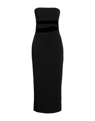VICOLO VICOLO WOMAN MIDI DRESS BLACK SIZE L POLYESTER, ELASTANE 