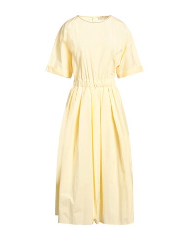 Shop Peserico Woman Midi Dress Yellow Size 6 Cotton, Polyester