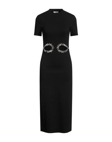 Sandro Midikleid Aus Geripptem Stretch-baumwoll-jersey Mit Kristallverzierung Und Cut-outs In Black