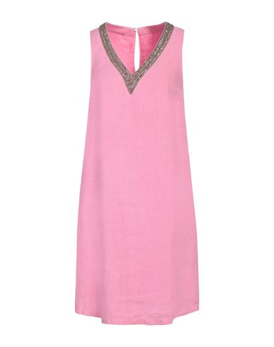 120% Lino Woman Mini Dress Pink Size 10 Linen In Pink