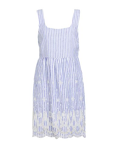 120% Lino Woman Mini Dress Blue Size 12 Linen In Blue