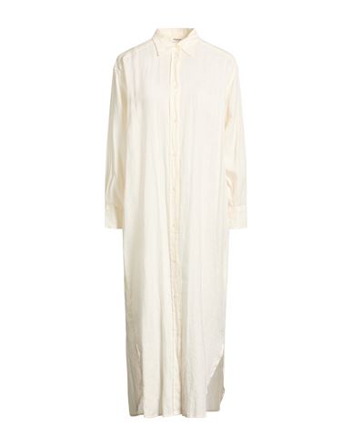 Ottod'ame Woman Midi Dress Cream Size 4 Linen In White