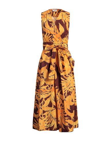 Ottod'ame Woman Maxi Dress Mandarin Size 12 Cotton In Mandarin