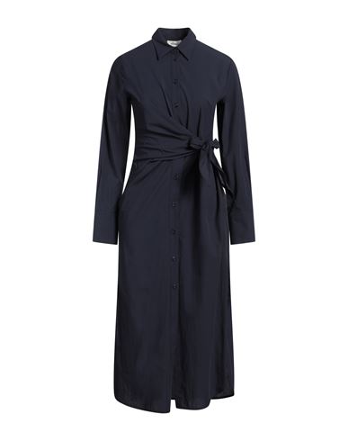 Ottod'ame Woman Midi Dress Midnight Blue Size 12 Cotton In Blue