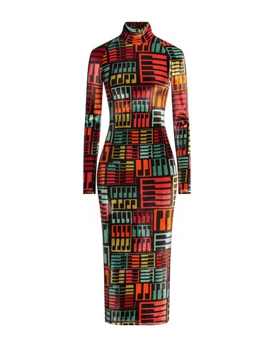 Pucci Woman Midi Dress Dark Brown Size L Viscose, Polyamide, Elastane In Brown
