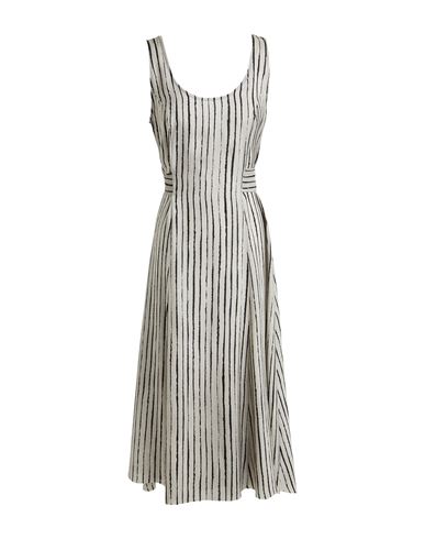 Masnada Woman Midi Dress Grey Size 10 Linen, Viscose In Grey