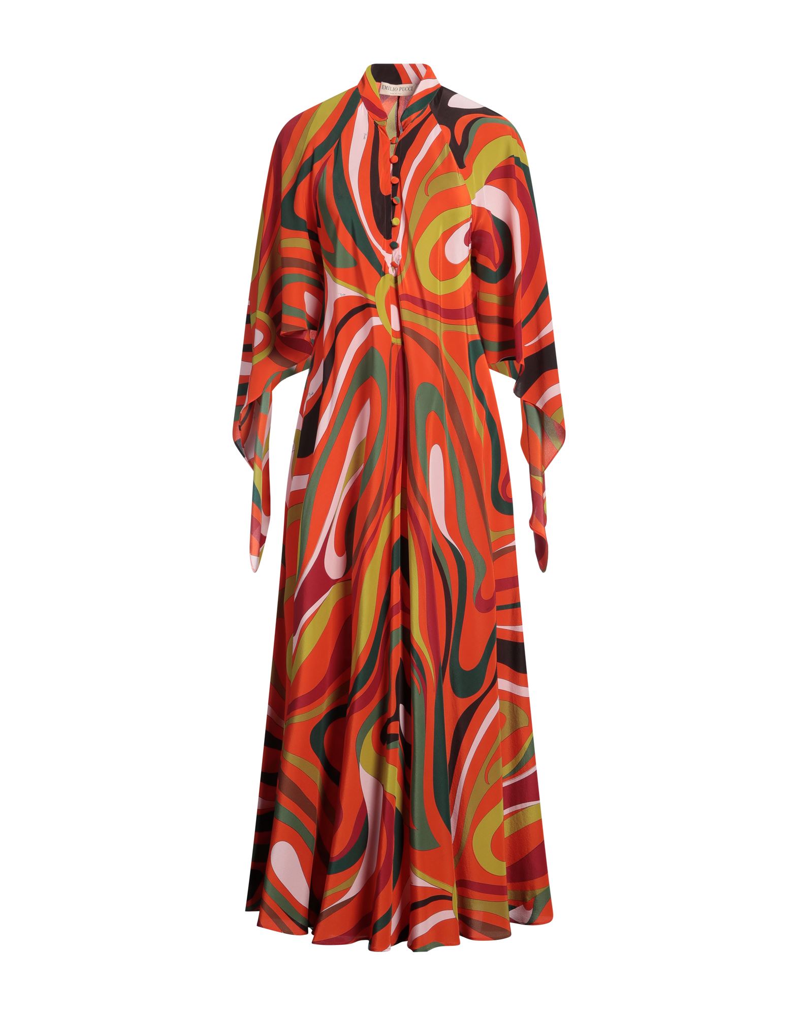 《セール開催中》PUCCI レディース マキシ丈ドレス オレンジ 42 シルク 100%
