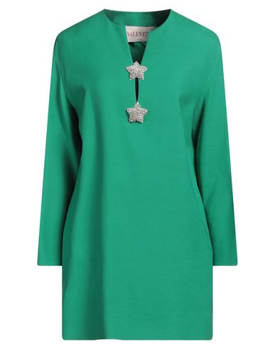Valentino Garavani Woman Mini Dress Green Size 8 Virgin Wool, Silk In Green
