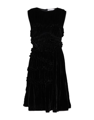 Cecilie Bahnsen Uki Ruffled-trim Velvet Dress In Black