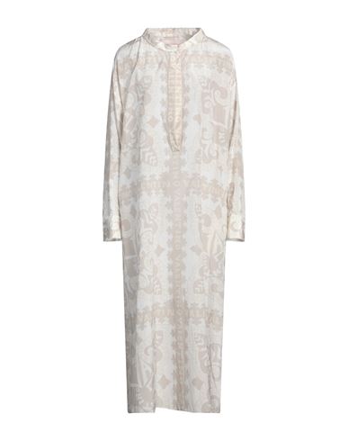 Valentino Garavani Woman Midi Dress Light Grey Size 8 Silk, Cotton In Grey