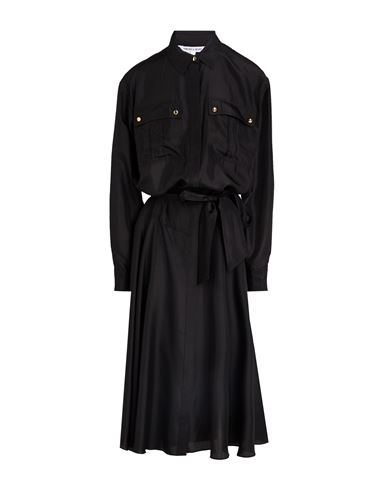 Veronica Beard Camille Silk Midi Shirt Dress In Black