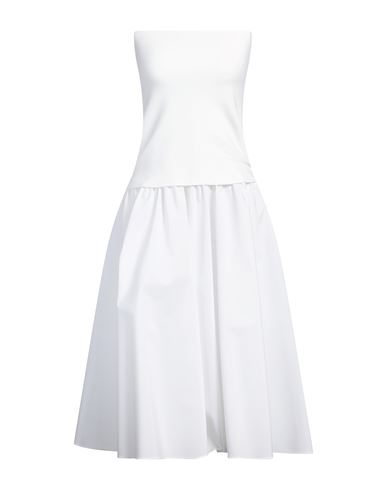 Ferragamo Woman Midi Dress White Size 6 Polyester, Cotton, Viscose, Polyamide, Elastane In White