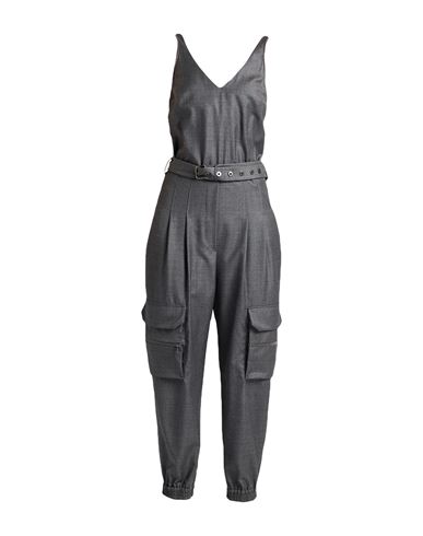 Brunello Cucinelli Woman Jumpsuit Charcoal Size M Virgin Wool, Brass In Grey
