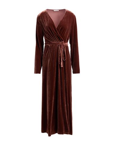 Antonelli Woman Midi Dress Brown Size 8 Viscose, Silk In Brown