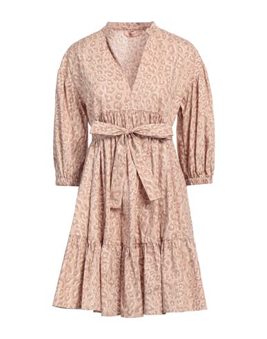 Shop Twinset Woman Mini Dress Sand Size 14 Cotton In Beige
