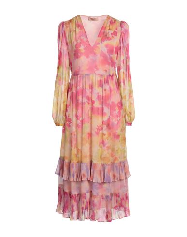 Shop Twinset Woman Midi Dress Fuchsia Size 12 Polyester In Pink