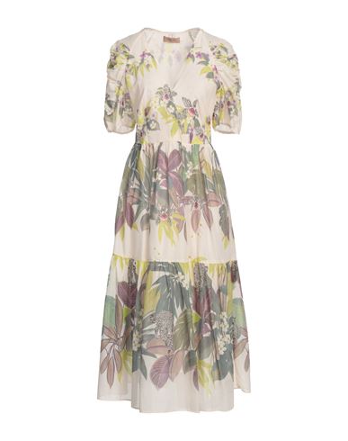Shop Twinset Woman Midi Dress Cream Size 14 Cotton In White