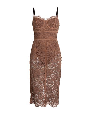 Elisabetta Franchi Woman Midi Dress Chocolate Brown Size 8 Polyamide, Viscose, Polyester, Elastane In Brown