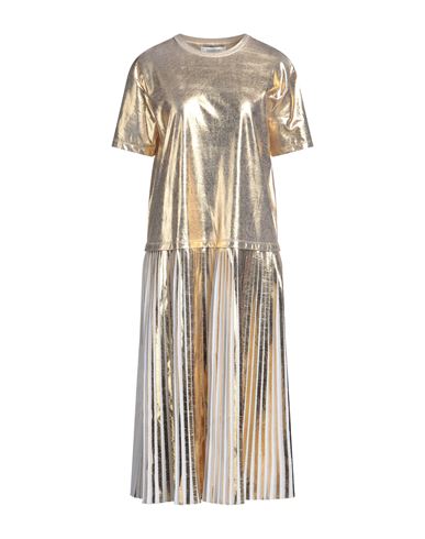 Valentino Garavani Woman Midi Dress Gold Size L Cotton, Polyester In Gold