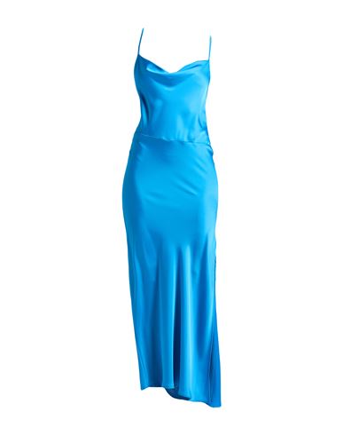 Simona Corsellini Woman Maxi Dress Azure Size 8 Polyester In Blue