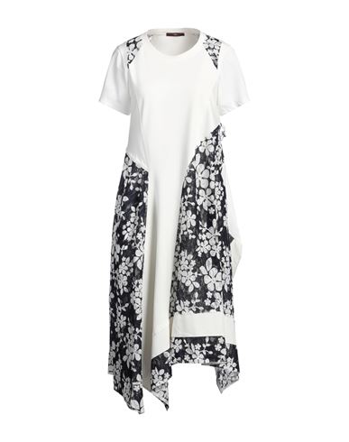 Shop High Tech Woman Midi Dress White Size 10 Rayon, Nylon, Elastane, Polyester