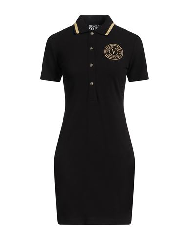 Versace Jeans Couture Women's Emblem Polo T-shirt Dress In Black