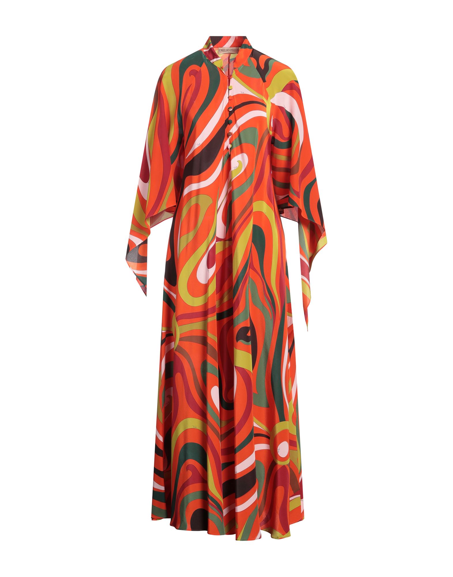 《セール開催中》PUCCI レディース マキシ丈ドレス オレンジ 42 シルク 100%