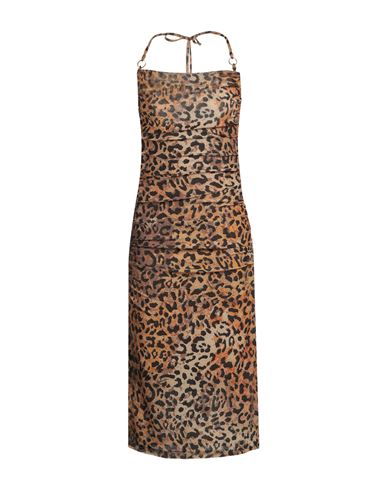 Shop Just Cavalli Woman Midi Dress Sand Size 6 Polyester, Metallized Polyamide, Polyamide, Elastane In Beige