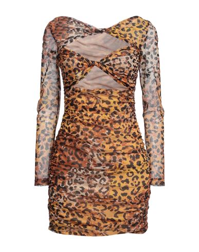 Shop Just Cavalli Woman Mini Dress Brown Size 12 Polyamide, Elastane