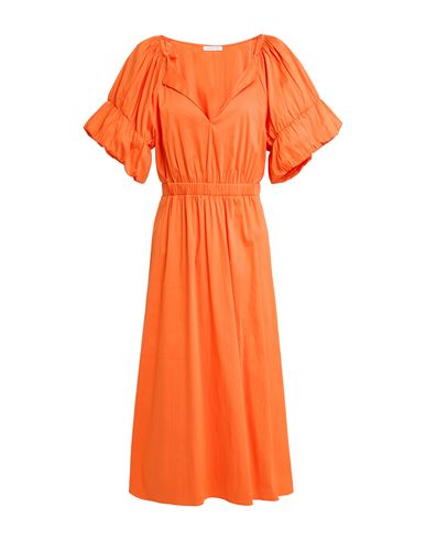 PATRIZIA PEPE PATRIZIA PEPE WOMAN MIDI DRESS ORANGE SIZE 10 COTTON, POLYAMIDE, ELASTANE 