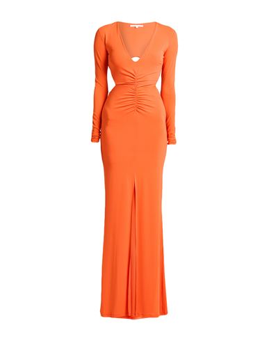 PATRIZIA PEPE PATRIZIA PEPE WOMAN MAXI DRESS ORANGE SIZE 0 ACETATE, POLYAMIDE, ELASTANE 