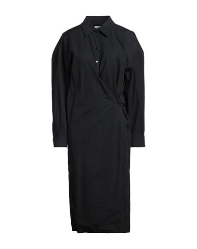 Shop Lemaire Woman Midi Dress Charcoal Size 4 Cotton In Grey