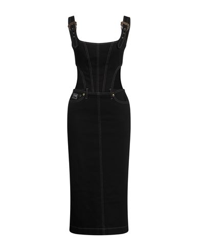 Shop Versace Jeans Couture Woman Midi Dress Black Size 12 Cotton, Elastane