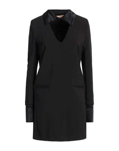 Twinset Satin-details Crepe Minidress In Black