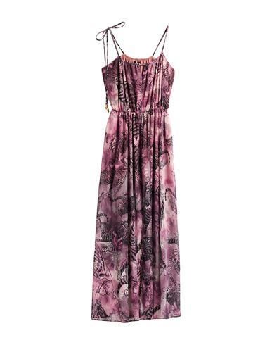 Shop Just Cavalli Woman Maxi Dress Antique Rose Size 6 Polyester, Metallic Polyester In Pink