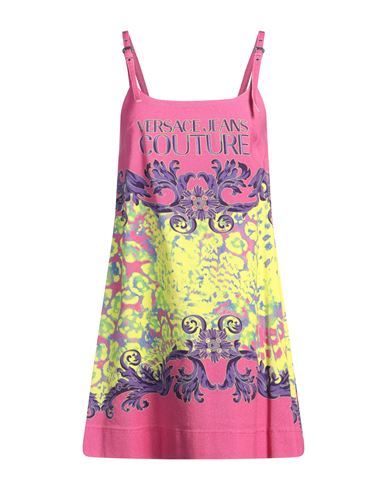 Shop Versace Jeans Couture Woman Mini Dress Fuchsia Size 6 Cotton, Elastane In Pink