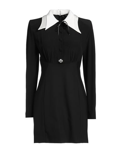 Versace Pearl-detailed Long-sleeved Mini Dress In Black