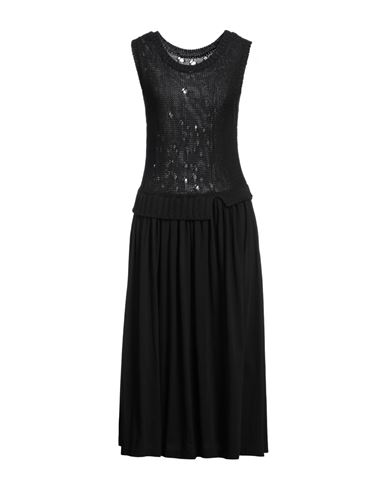 Y's Yohji Yamamoto Woman Maxi Dress Black Size 2 Rayon, Cotton, Linen