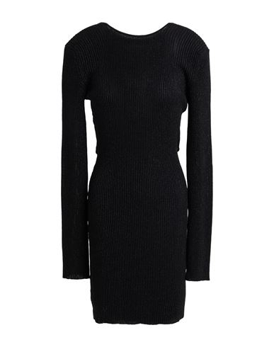 Gcds Woman Mini Dress Black Size L Viscose, Polyester, Metallic Fiber