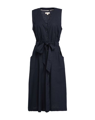 BARBOUR BARBOUR WOMAN MIDI DRESS NAVY SIZE 10 COTTON, LINEN 