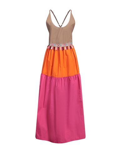 Mariuccia Woman Maxi Dress Orange Size L Cotton In Multi