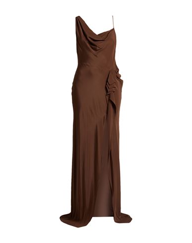 DRIES VAN NOTEN DRIES VAN NOTEN WOMAN MAXI DRESS BROWN SIZE 4 ACETATE, SILK 