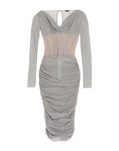 Elisabetta Franchi Woman Midi Dress Grey Size 8 Cotton, Elastane