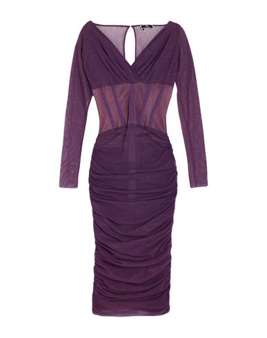 Elisabetta Franchi Woman Midi Dress Purple Size 8 Cotton, Elastane