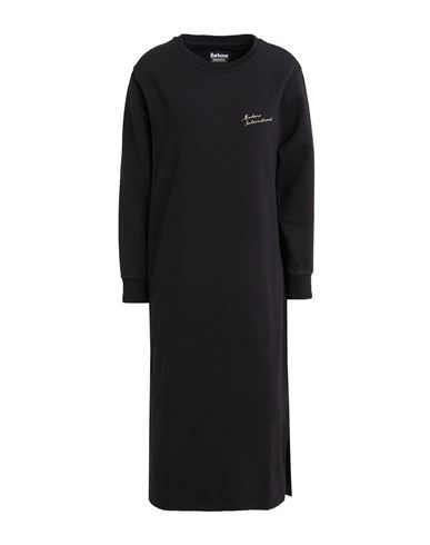 BARBOUR BARBOUR WOMAN MIDI DRESS BLACK SIZE 8 COTTON, POLYESTER, ELASTANE 