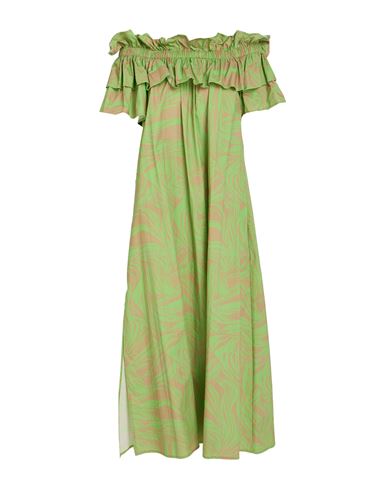 Meimeij Woman Midi Dress Lime Green Size 4 Cotton, Polyester In Green